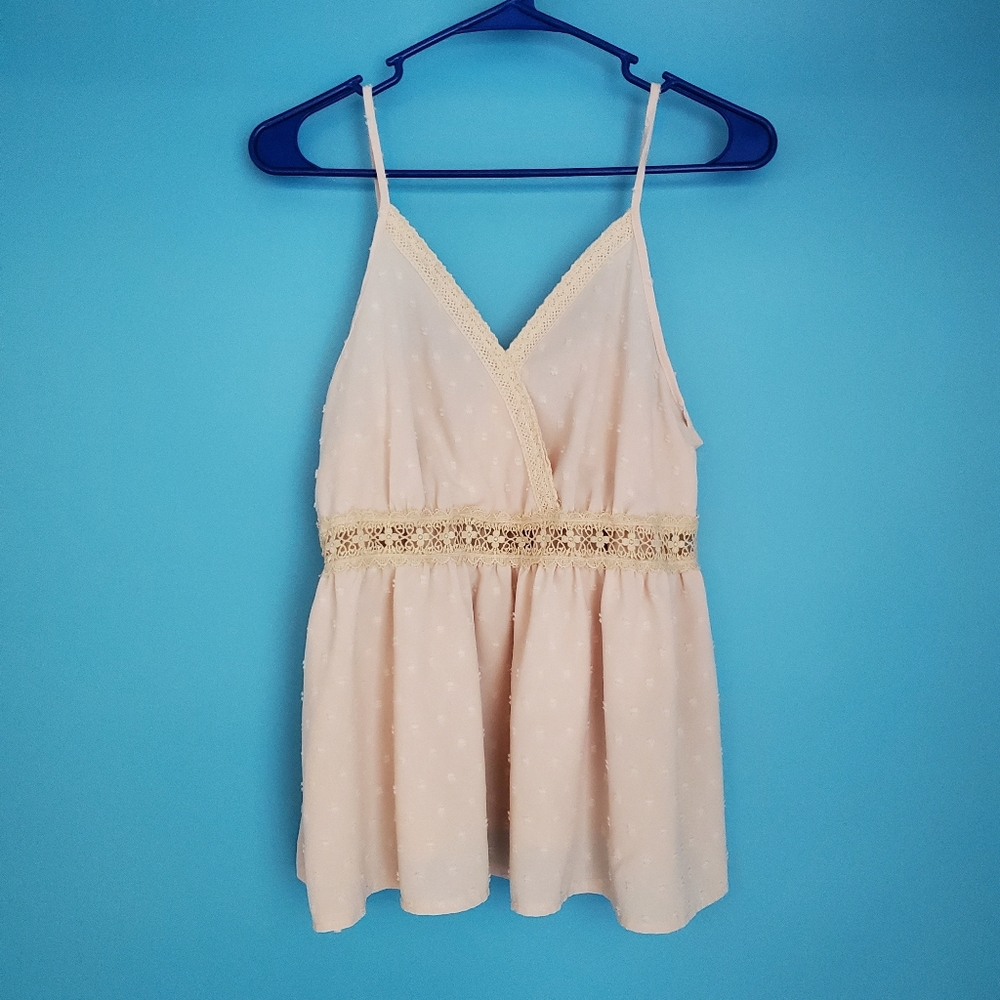 SHEIN Camisole Size Large Ivory Lace Trim